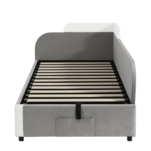 Cama hidráulica 90x200 cm - Com arrumação, cerca macia, saco de arrumação - Cinza Cama hidráulica 90x200 cm - Com arrumação, cerca macia, saco de arrumação - Cinza