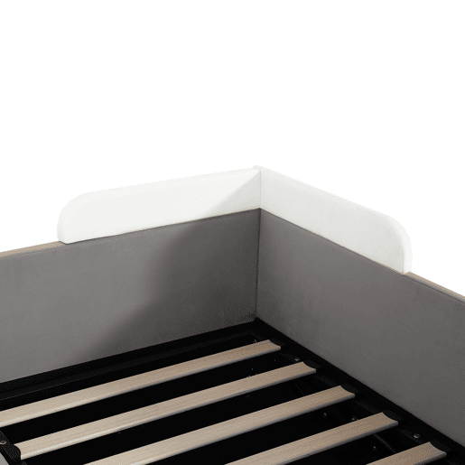 Cama hidráulica 90x200 cm - Com arrumação, cerca macia, saco de arrumação - Cinza Cama hidráulica 90x200 cm - Com arrumação, cerca macia, saco de arrumação - Cinza