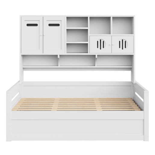 Sofá-cama de madeira 90x200 cm - Multifuncional, com arrumação, hidráulico, branco Sofá-cama de madeira 90x200 cm - Multifuncional, com arrumação, hidráulico, branco