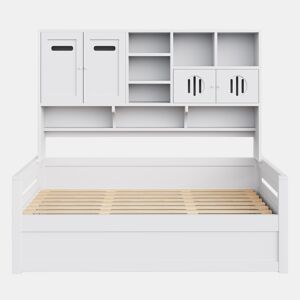 Sofá-cama de madeira 90x200 cm - Multifuncional, com arrumação, hidráulico, branco