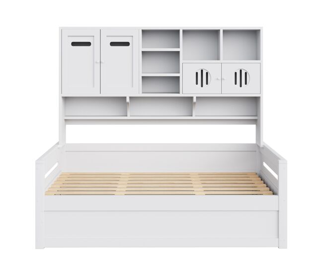Sofá-cama madera 90x200 cm - multifuncional, almacenamiento, hidráulico, blanco