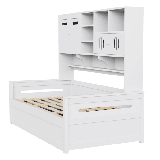 Sofá-cama de madeira 90x200 cm - Multifuncional, com arrumação, hidráulico, branco Sofá-cama de madeira 90x200 cm - Multifuncional, com arrumação, hidráulico, branco