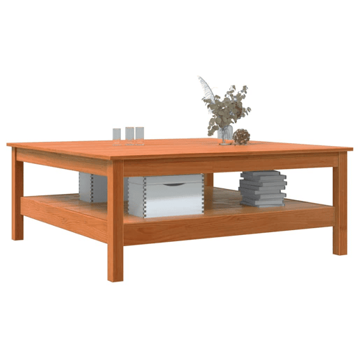 Mesa de Centro, Mesa baixa, 100x100x40 cm madeira pinho maciça castanho cera