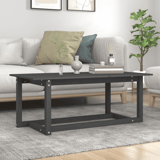 Mesa de Centro, Mesa baixa, 110x55x45 cm madeira de pinho maciça cinzento