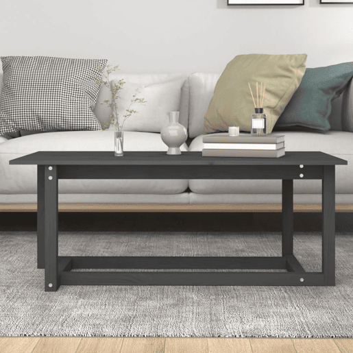 Mesa de Centro, Mesa baixa, 110x55x45 cm madeira de pinho maciça cinzento