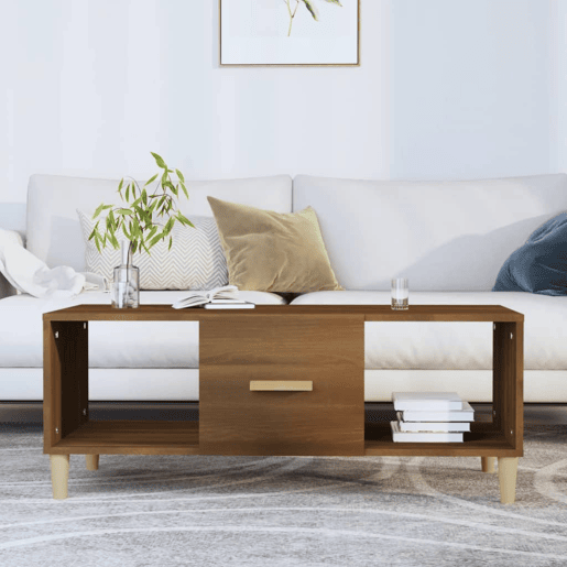 Mesa de Centro, Mesa baixa, 102x50x40 cm derivados madeira carvalho castanho