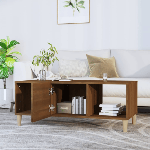 Mesa de Centro, Mesa baixa, 102x50x40 cm derivados madeira carvalho castanho