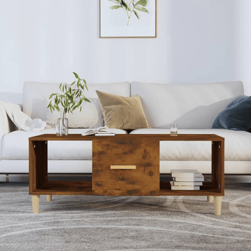 Mesa de Centro, Mesa baixa, 102x50x40 cm derivados madeira carvalho fumado