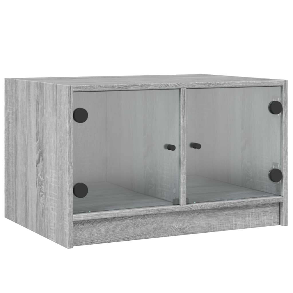 Mesa de café - mesa de centro con puertas de vidrio gris sonoma 68x50x42 cm