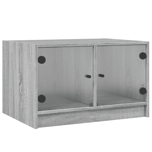 Mesa de Centro, Mesa baixa, c portas de vidro 68x50x42 cm cinza sonoma