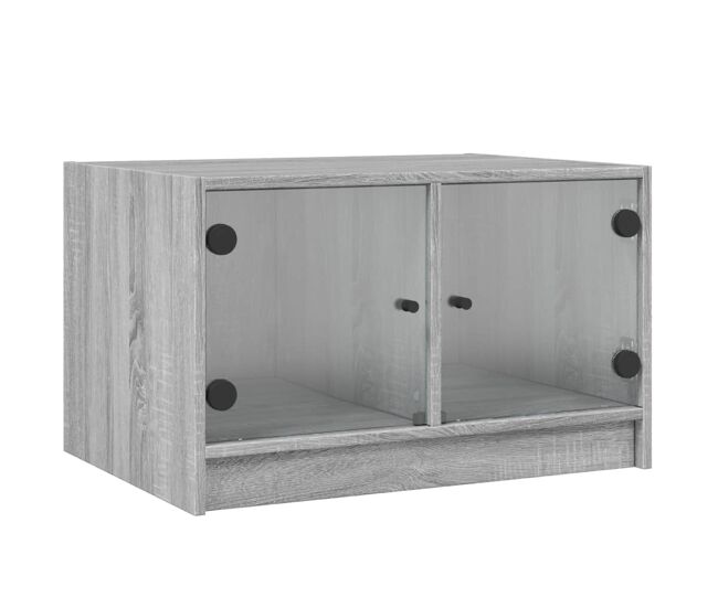 Mesa de café - mesa de centro con puertas de vidrio gris sonoma 68x50x42 cm