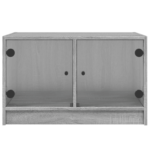Mesa de Centro, Mesa baixa, c portas de vidro 68x50x42 cm cinza sonoma