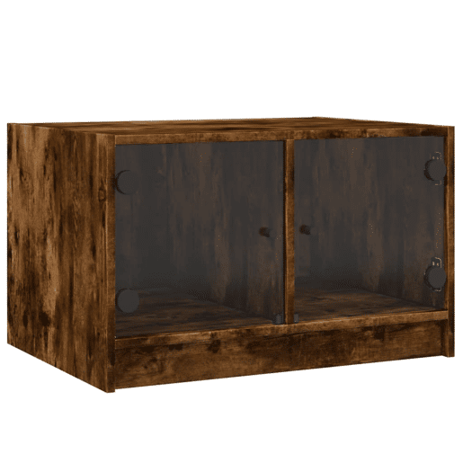 Mesa de Centro, Mesa baixa, c portas de vidro 68x50x42 cm carvalho fumado