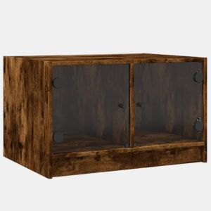 Mesa de Centro, Mesa baixa, c portas de vidro 68x50x42 cm carvalho fumado