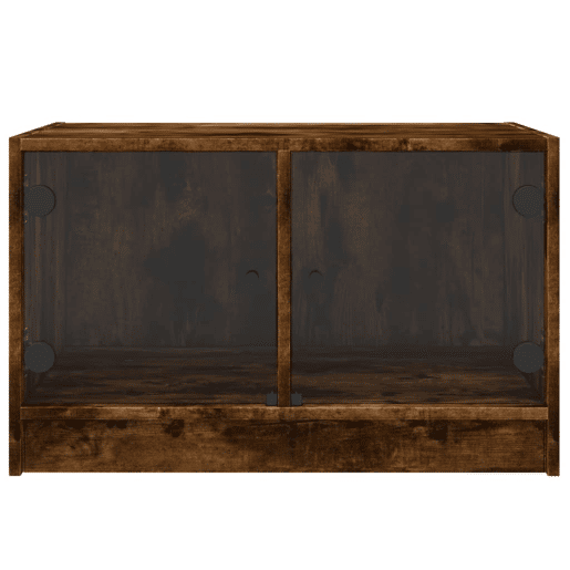 Mesa de Centro, Mesa baixa, c portas de vidro 68x50x42 cm carvalho fumado