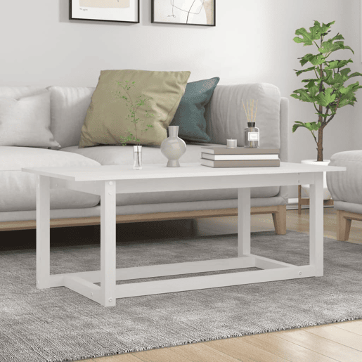 Mesa de Centro, Mesa baixa, 110x55x45 cm madeira de pinho maciça branco
