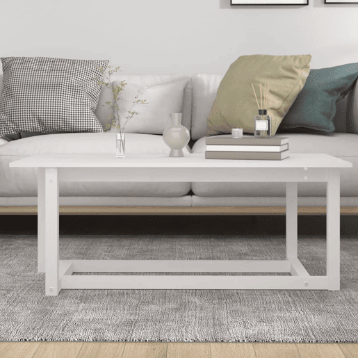 Mesa de Centro, Mesa baixa, 110x55x45 cm madeira de pinho maciça branco