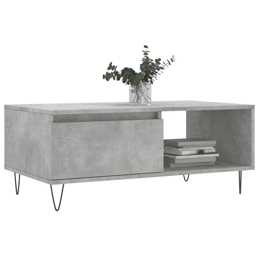 Mesa de Centro, Mesa baixa, 90x50x36,5 cm derivados madeira cinzento cimento