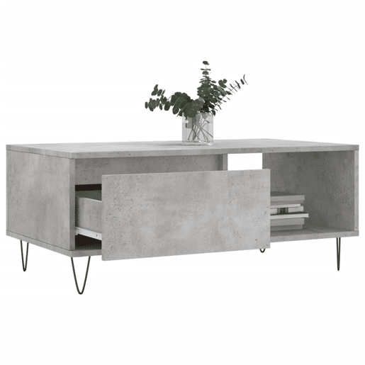 Mesa de Centro, Mesa baixa, 90x50x36,5 cm derivados madeira cinzento cimento