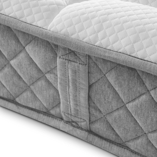 Cama Polsterbett 140x200 - Cabeceira acolchoada com tiras douradas, função de carregamento USB - Bege
