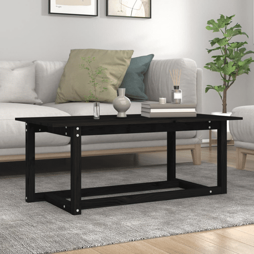Mesa de Centro, Mesa baixa, 110x55x45 cm madeira de pinho maciça preto