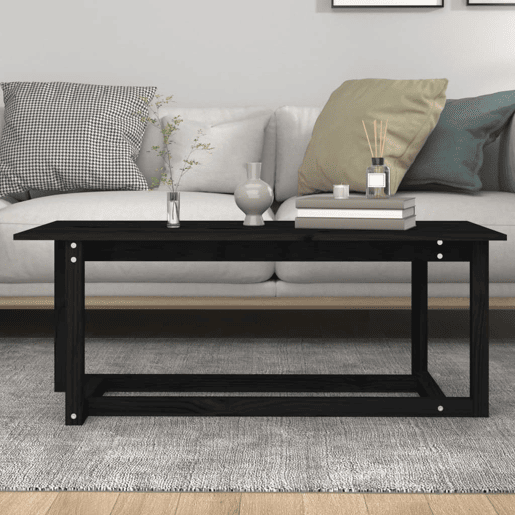 Mesa de Centro, Mesa baixa, 110x55x45 cm madeira de pinho maciça preto