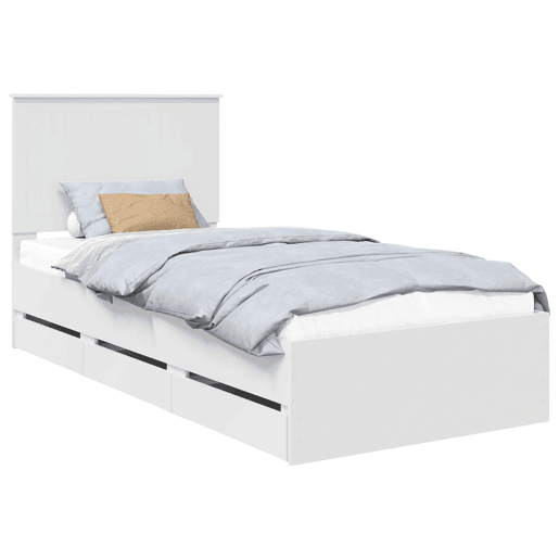 Estrutura de cama de solteiro para adultos Branco 90 x 190 cm Madeira de Engenharia