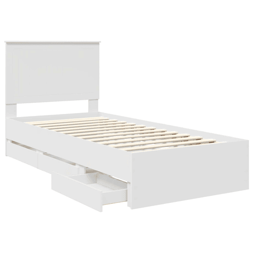 Estrutura de cama de solteiro para adultos Branco 90 x 190 cm Madeira de Engenharia
