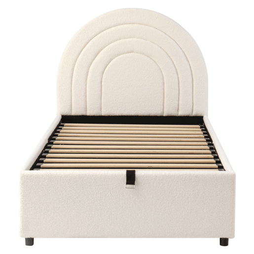Cama estofada 90x200 - com cabeceira, madeira, fácil montagem, para jovens e adultos - Bege