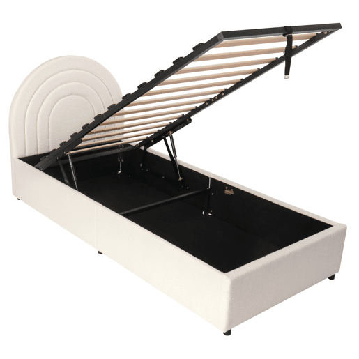 Cama estofada 90x200 - com cabeceira, madeira, fácil montagem, para jovens e adultos - Bege