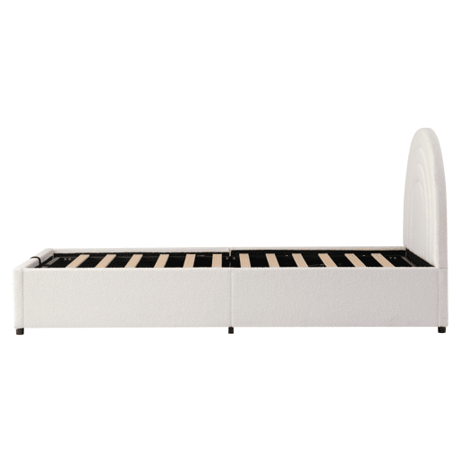 Cama estofada 90x200 - com cabeceira, madeira, fácil montagem, para jovens e adultos - Bege