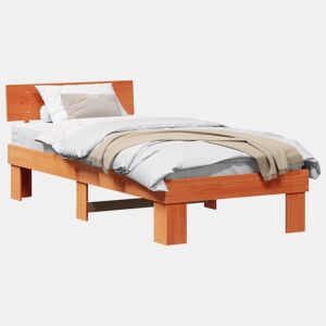 Estrutura de cama de solteiro moderno com cabeceira - Marrom Cera 75 x 190 cm