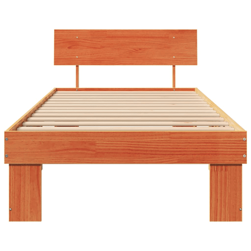 Estrutura de cama de solteiro moderno com cabeceira - Marrom Cera 75 x 190 cm