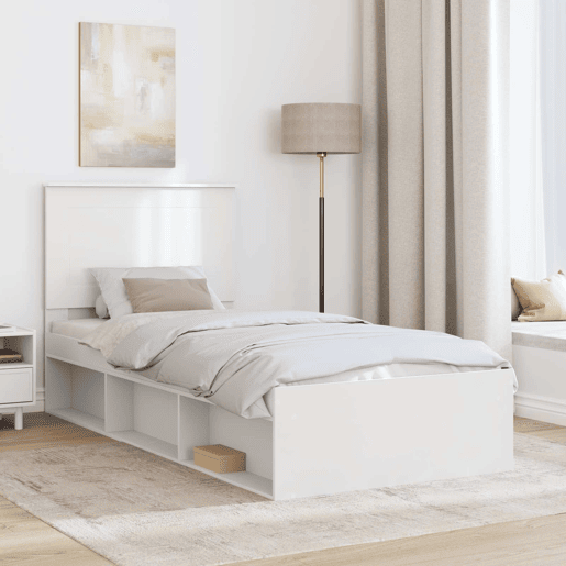 Estrutura de cama de solteiro para adultos - Branco 90 x 190 cm Madeira de Pinheiro Sólida