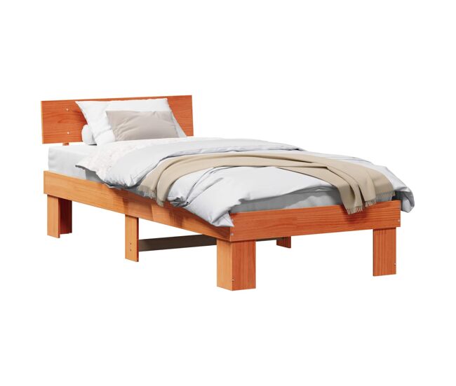Estructura de cama individual para adultos con cabecera - marrón cera 100 x 200 cm