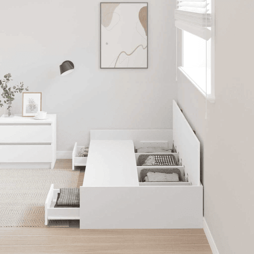 Estrutura de cama de solteiro para adultos Branco 80 x 200 cm Madeira processada