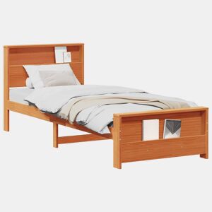 Estrutura de cama de solteiro para adultos - Marrom Cera 100 x 200 cm Madeira processada