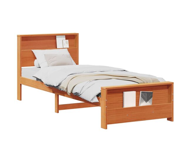 Estructura de cama individual para adultos con cabecera - Marrón cera 100 x 200 cm