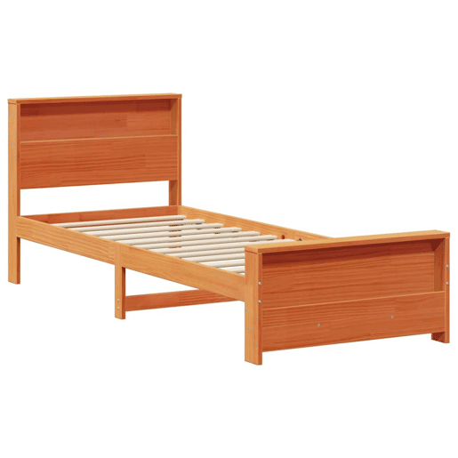 Estrutura de cama de solteiro para adultos - Marrom Cera 100 x 200 cm Madeira processada