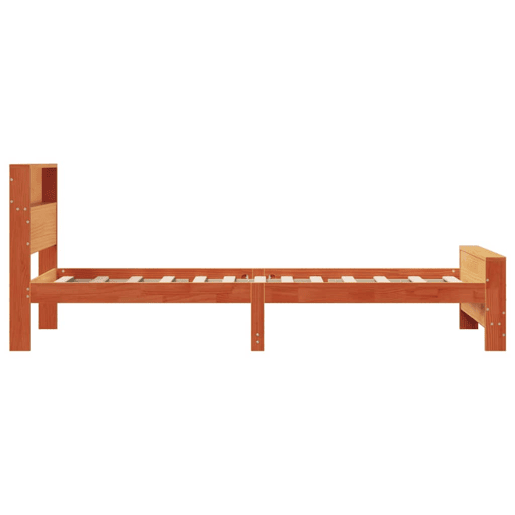 Estrutura de cama de solteiro para adultos - Marrom Cera 100 x 200 cm Madeira processada