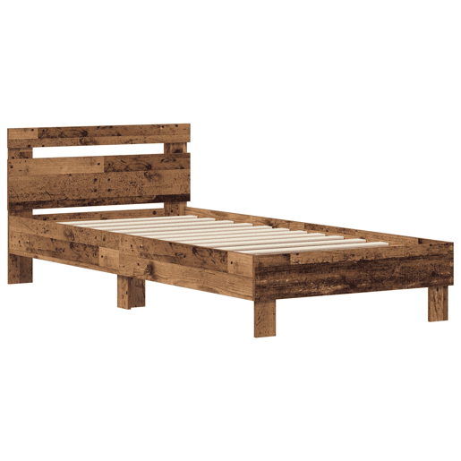 Estrutura de cama de solteiro para adultos Madeira antiga 75 x 190 cm Madeira processada