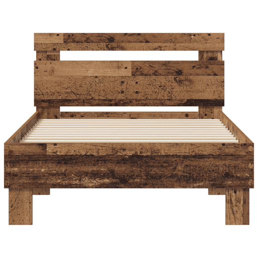 Estrutura de cama de solteiro para adultos Madeira antiga 75 x 190 cm Madeira processada