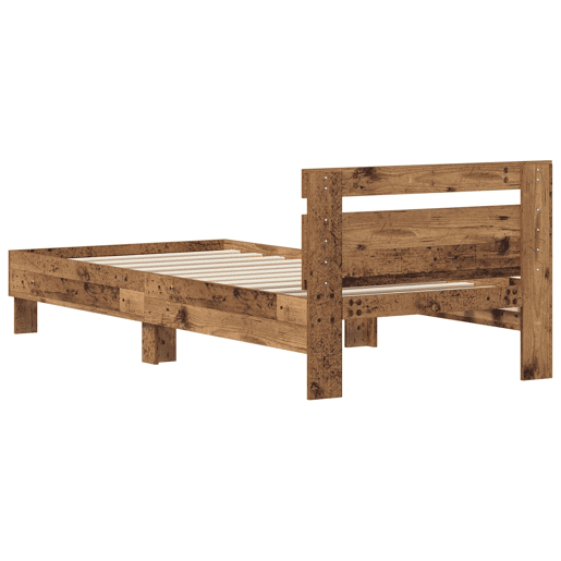 Estrutura de cama de solteiro para adultos Madeira antiga 75 x 190 cm Madeira processada