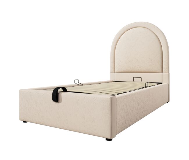 Cama infantil individual 90x200 cm - con colchón, diseño cósmico, beige, pu