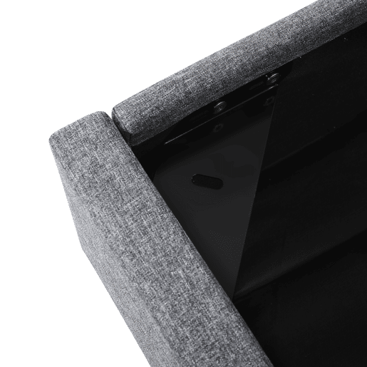 Cama de casal 160x200cm - Polsterbett com arrumação, LED, controlo por aplicação, carregamento USB Tipo C, cabeceira ajustável - Cinza