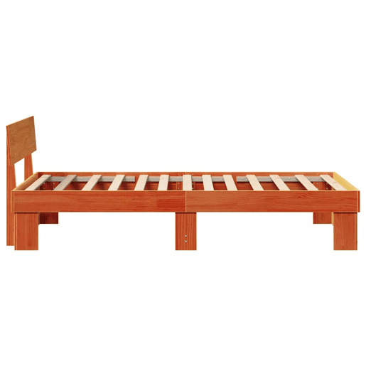 Estrutura de cama de solteiro moderno com cabeceira - Marrom Cera 90 x 200 cm