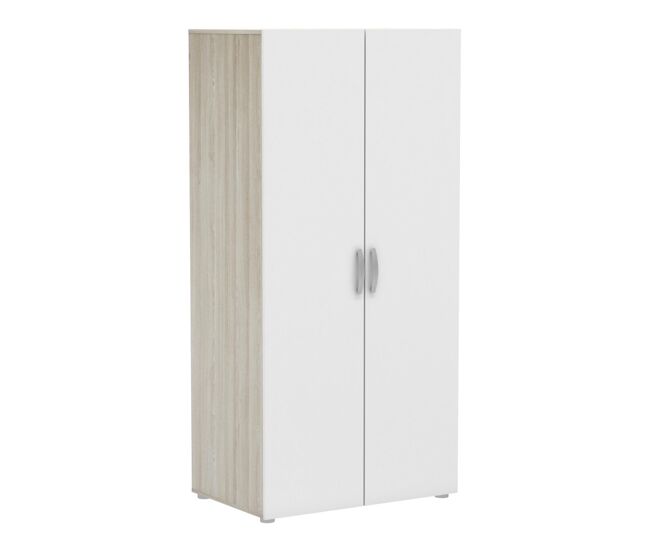 Armario 2 puertas bicolor smart, roble shannon / blanco mate , 79,4 x 51,6 x 165,5 (anchoxprofundoxalto), armario perchero estantes