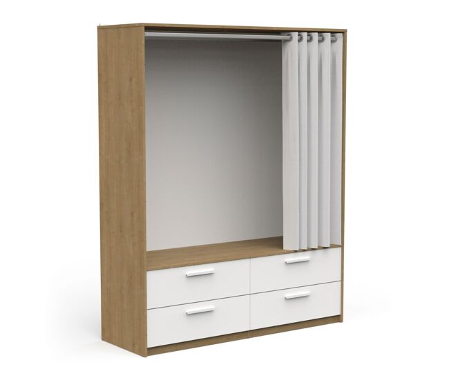 Armario abierto con cajones terry, roble hamilton / blanco mate , 163,7 x 54,8 x 204,8 cm, armario abierto con cajones. 164 x 55 x 204 cm