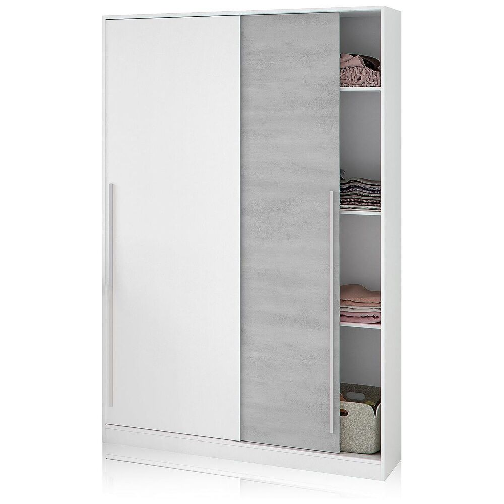 Armario puertas correderas tauro - blanco / cemento