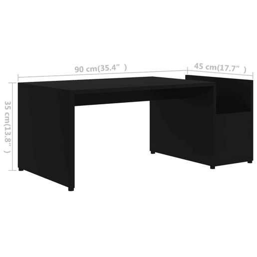 Mesa de Centro, Mesa baixa, 90x45x35 cm derivados de madeira preto